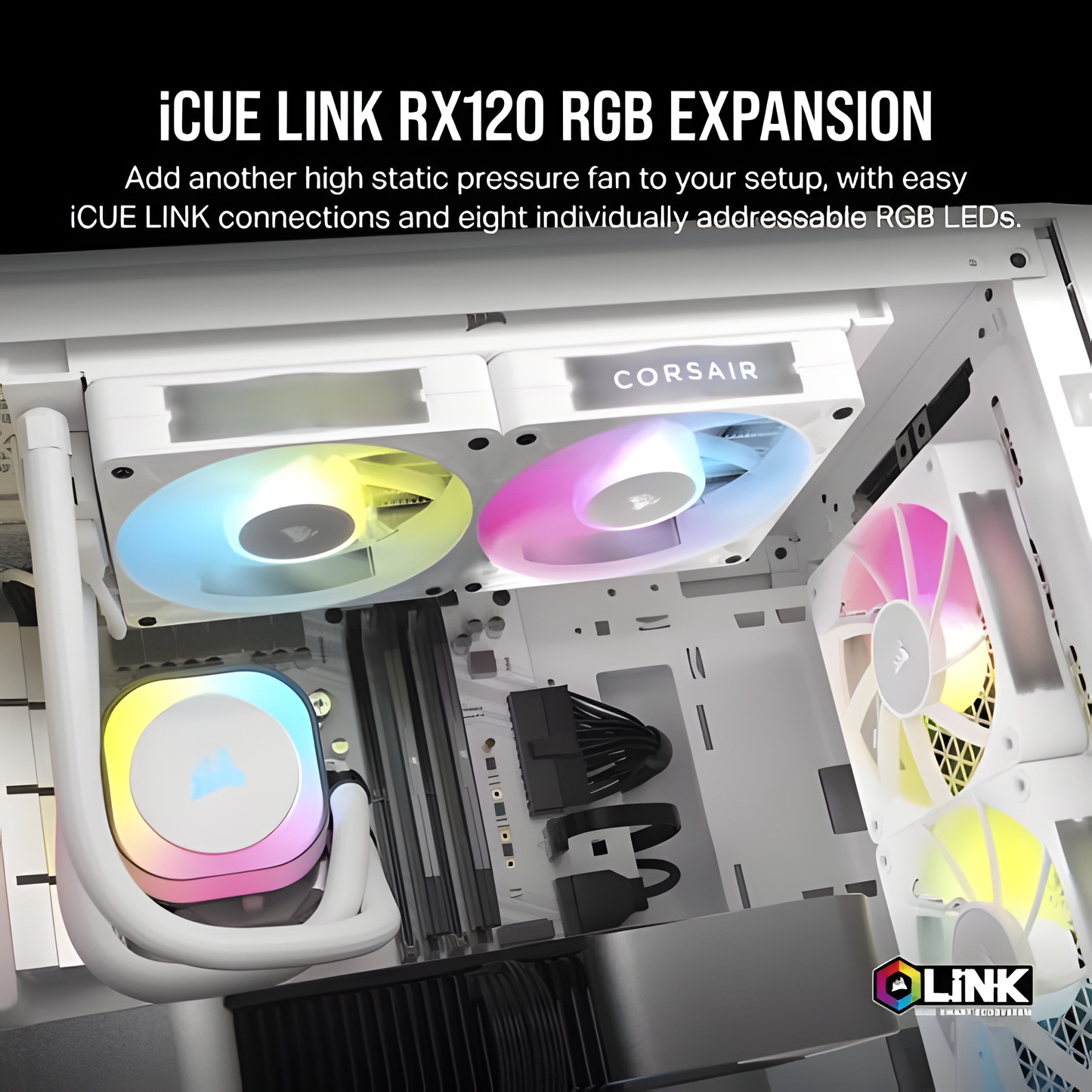 Corsair iCUE LINK RX120 RGB Computer behuizing Ventilator 12 cm Wit 1 stuk(s)